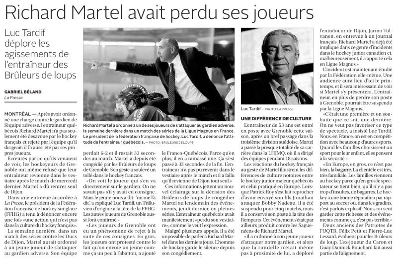 Grenoble : Richard Martel avait perdu ses joueurs