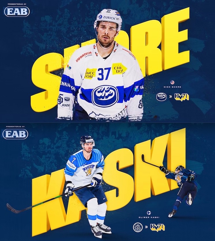 Nick Shore et Oliwer Kaski rejoignent le HV71 en Suède