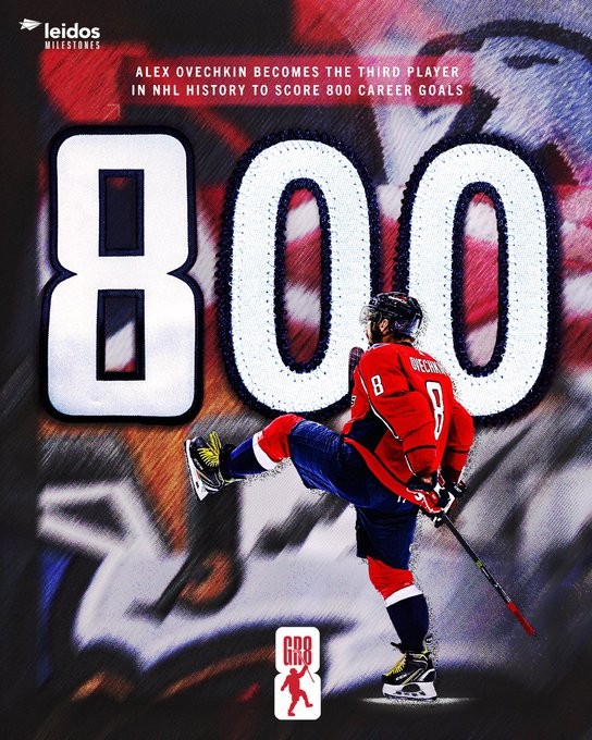 Alex Ovechkin rejoint Gordie Howe et Wayne Gretzky en atteignant la barre des 800 buts en NHL