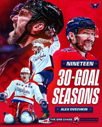 Une 19e saison de 30 buts pour Alex Ovechkin