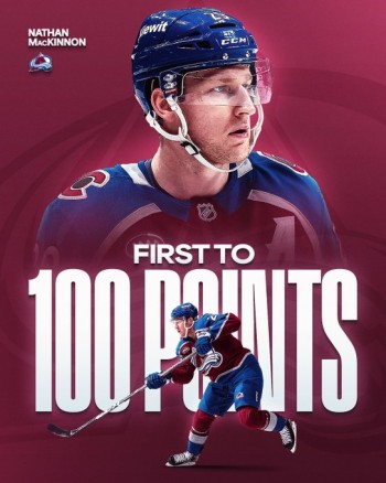 Nathan MacKinnon atteint la barre des 100 points, pour une troisième saison consécutive