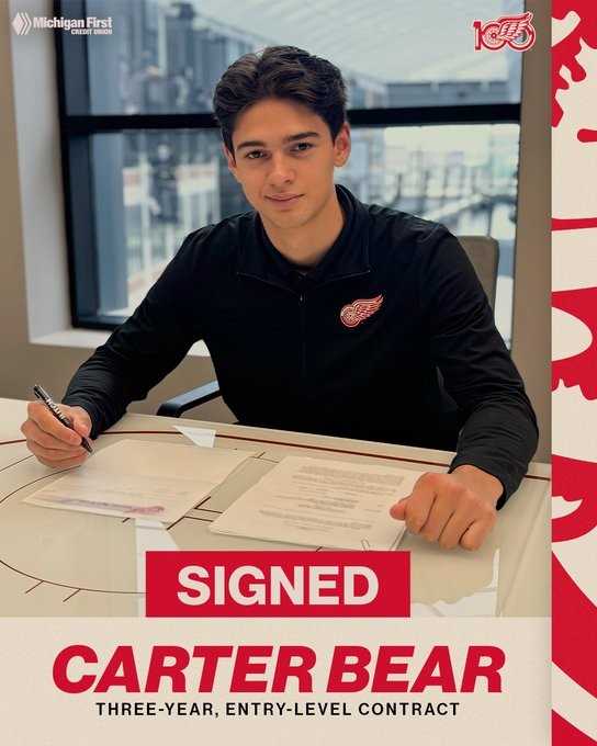 Carter Bear sous contrat avec les Red Wings