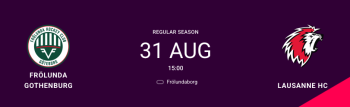Formation des équipes pour le match Frölunda vs Lausanne