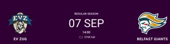 Mannschaftsaufstellung für das Spiel Zug vs. Belfast Giants