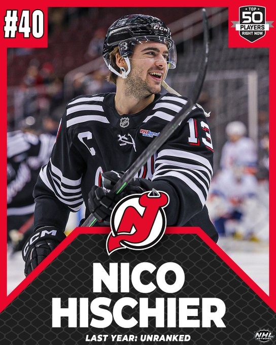 Nico Hischier und Roman Josi in den Top 40 von NHL Network