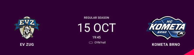 Formation des équipes pour le match Zoug vs Brno