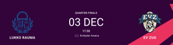 CHL: Aufstellung der Teams für das Spiel Lukko Rauma vs. Zug