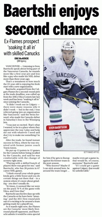 Sven Baertschi apprécie sa seconde chance