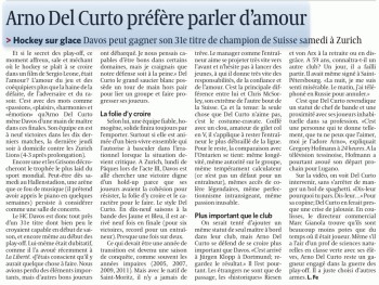 Arno Del Curto préfère parler d'amour