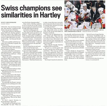 Les similitudes du parcours de Bob Hartley avec Calgary et Zurich