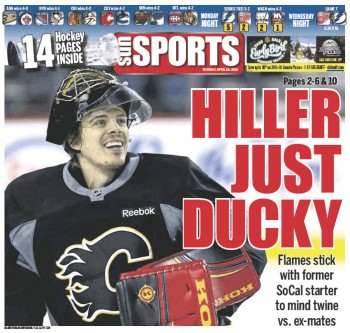 Deux pages sur Jonas Hiller dans le Calgary Sun