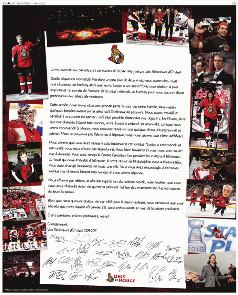 Lettre ouverte des Sénateurs à leurs partisans