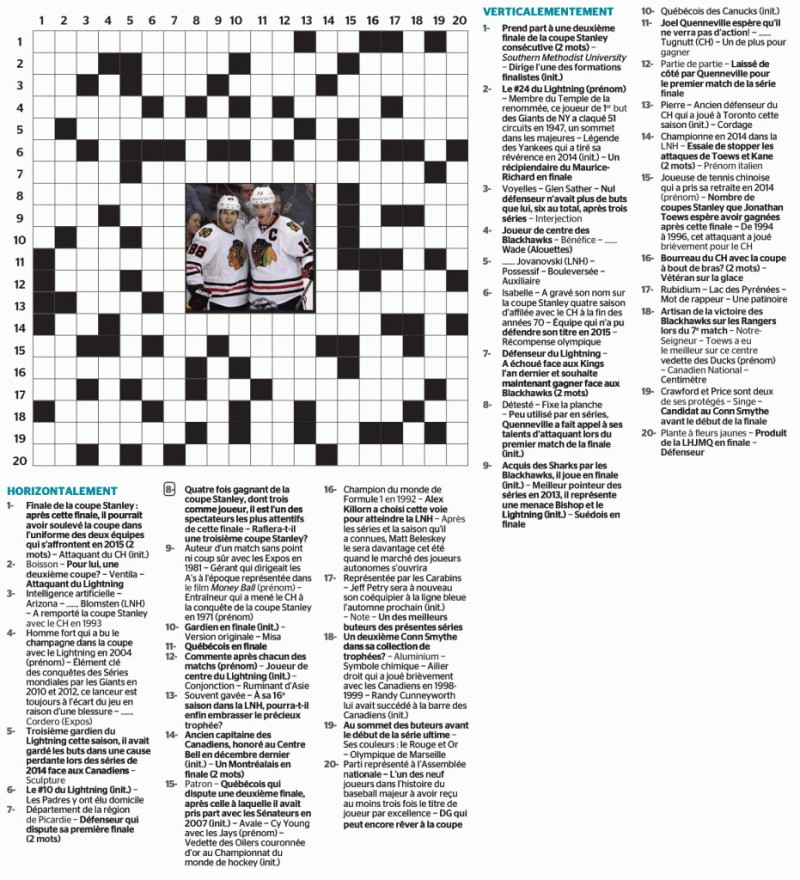 Mots croisés spécial hockey