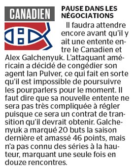 Alex Galchenyuk provisoirement sans agent