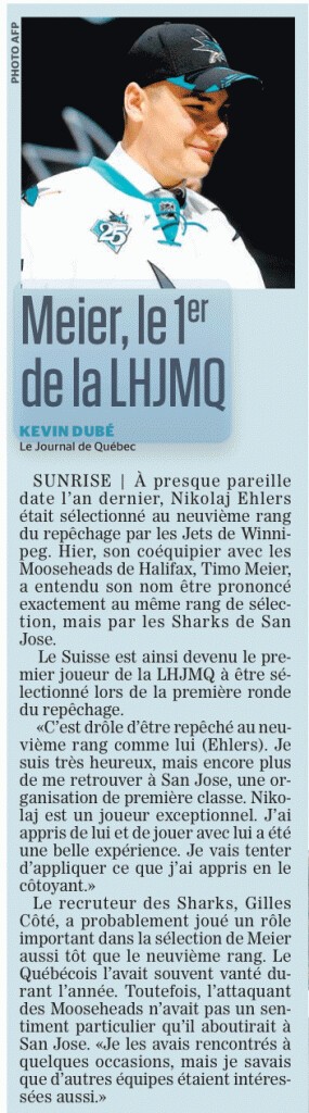 Les impressions de Timo Meier après son repêchage