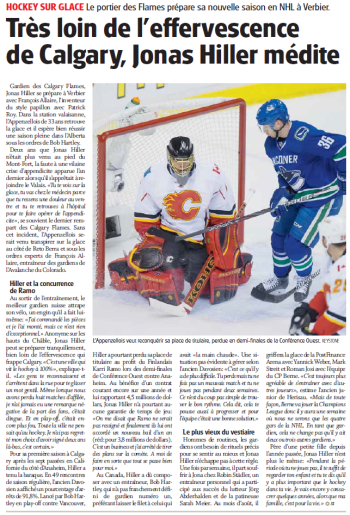 Très loin de l'effervescence de Calgary, Jonas Hiller médite