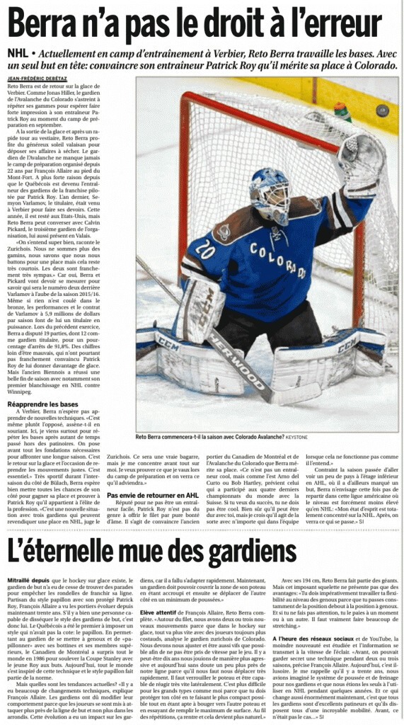 Reto Berra n’a pas le droit à l’erreur
