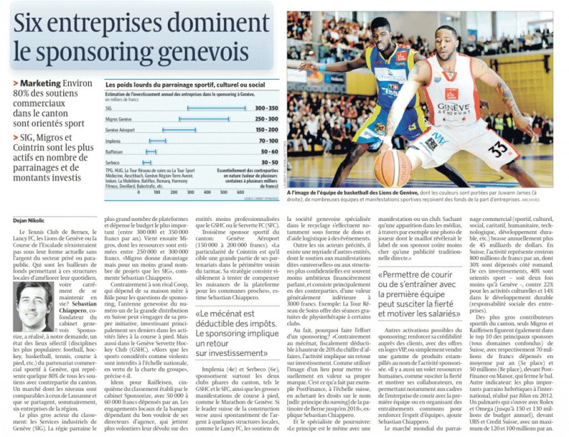 Quelles entreprises soutiennent le plus le sport genevois ?