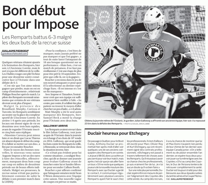 Auguste Impose : “J’aurais préféré ne pas marquer et que l’on gagne”