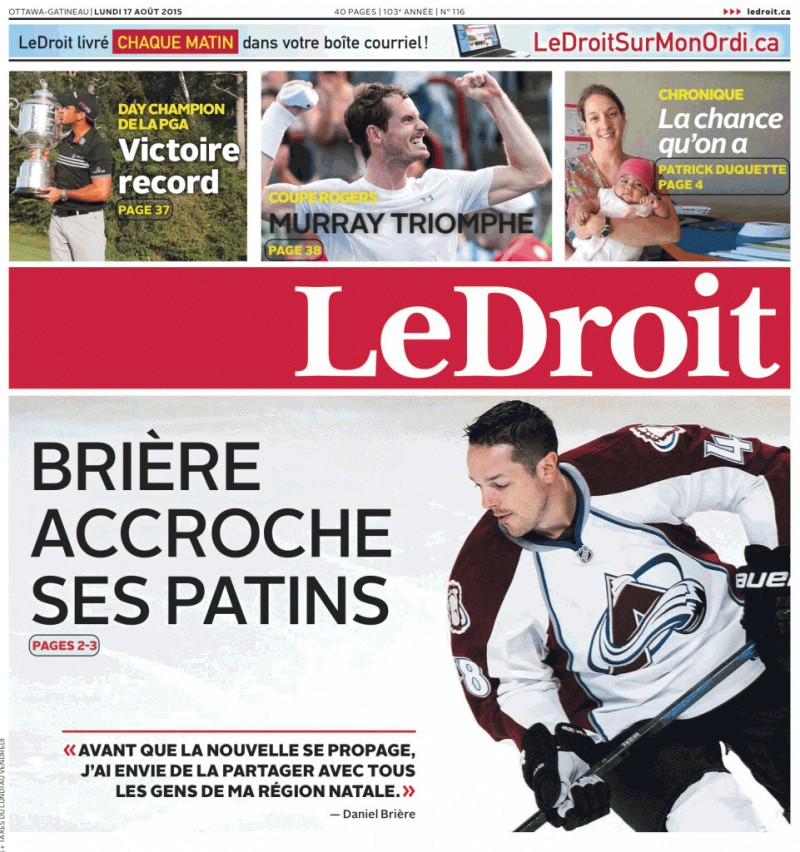 Daniel Brière accroche ses patins