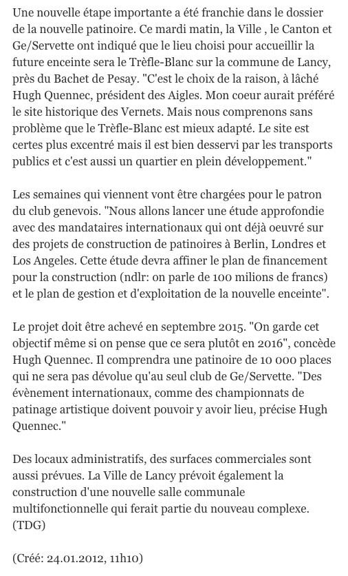 Genève-Servette aurait dû prendre possession de sa nouvelle patinoire...