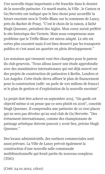 Genève-Servette aurait dû prendre possession de sa nouvelle patinoire...