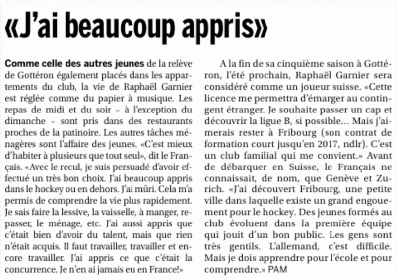 Raphaël Garnier, un Français à Gottéron