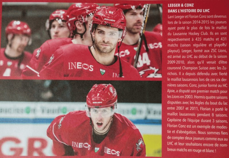Larri Leeger et Florian Conz dans l'histoire du Lausanne HC