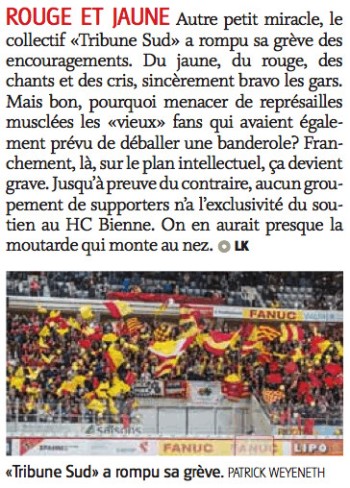 Du mieux mais toujours le pire dans les tribunes du HC Bienne