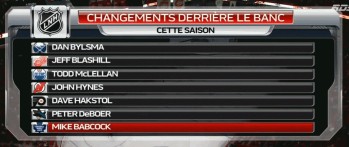 Nouveaux entraîneurs derrière les bancs de NHL cette saison