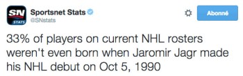 Un tiers des joueurs de NHL n'étaient pas nés lors du 1er match de Jaromir Jagr