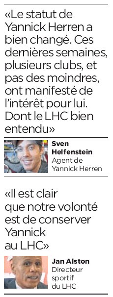 Pour conserver Yannick Herren, le LHC devra négocier avec Sven Helfenstein avec qui il est en litige