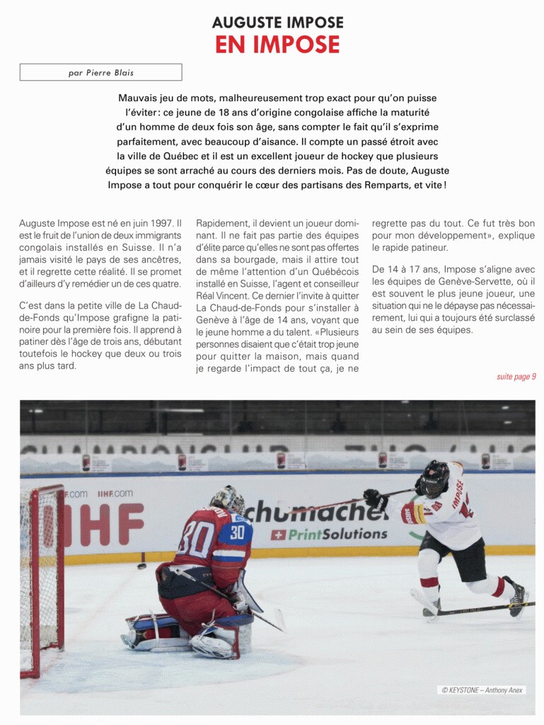 Auguste Impose "Je suis plus talentueux au foot qu'au hockey"