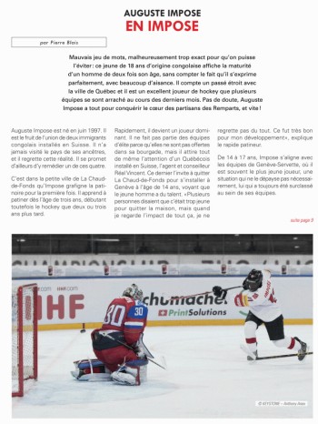 Auguste Impose "Je suis plus talentueux au foot qu'au hockey"