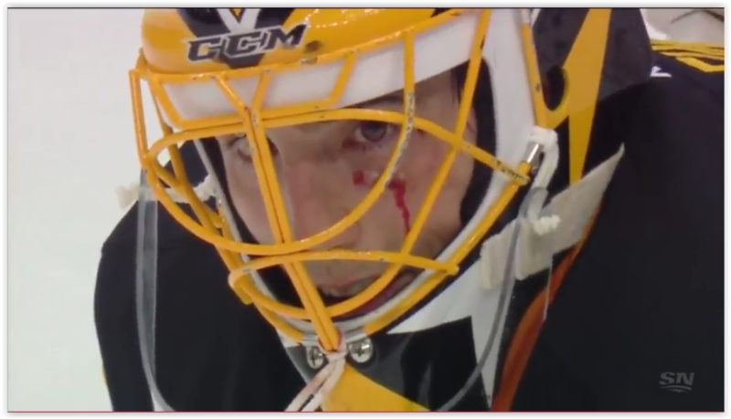 Marc Andre Fleury blessé par son coéquipier Ben Lovejoy