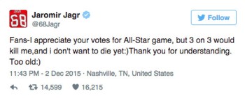 All Star Game : ne votez pas pour Jaromir Jagr