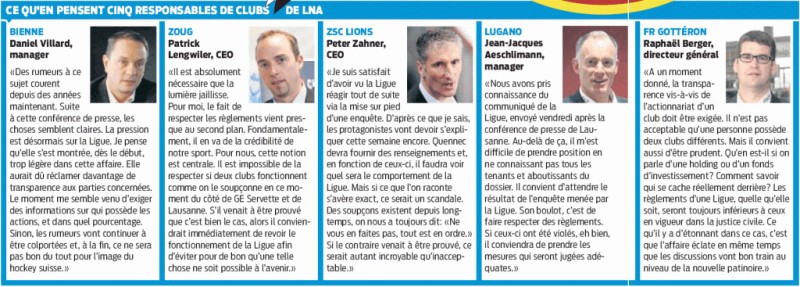 Réactions des dirigeants de LNA à la situation entre Genève et Lausanne