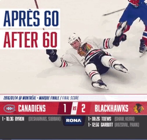 Blackhawks vs Canadien 2-1