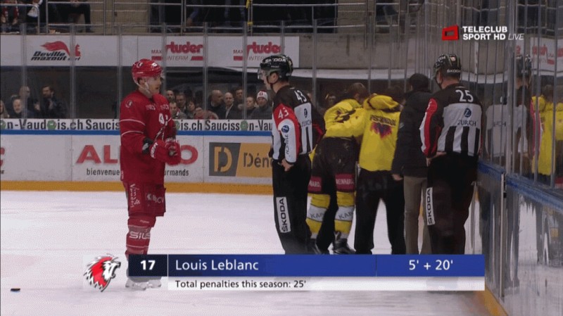 A revoir : la charge de Louis Leblanc sur Luca Hischier