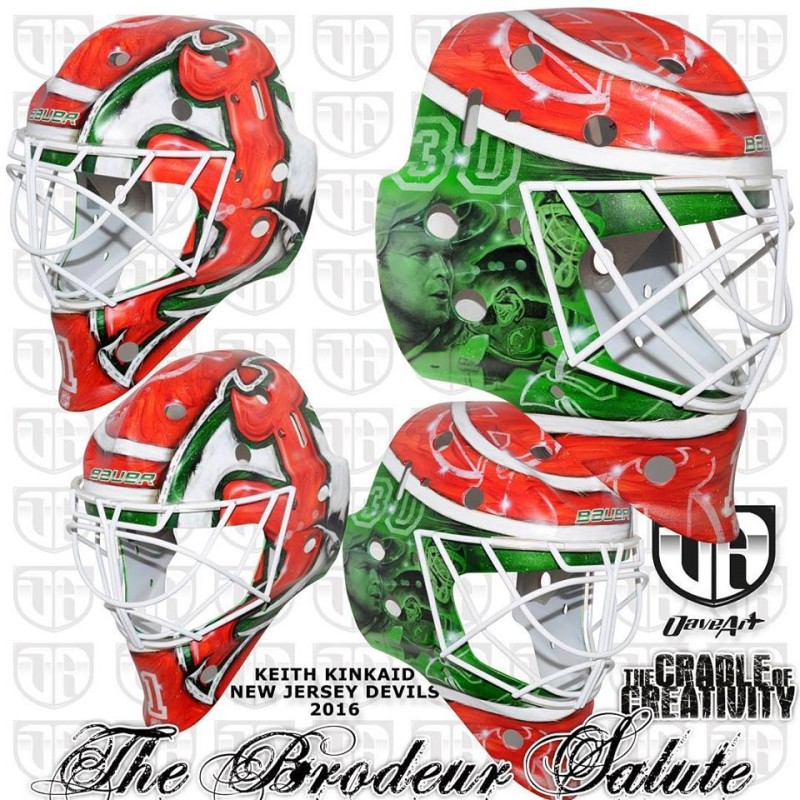 Un masque rétro en l'honneur de Martin Brodeur pour Keith Kinkaid