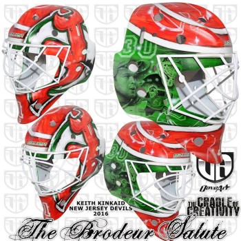 Un masque rétro en l'honneur de Martin Brodeur pour Keith Kinkaid
