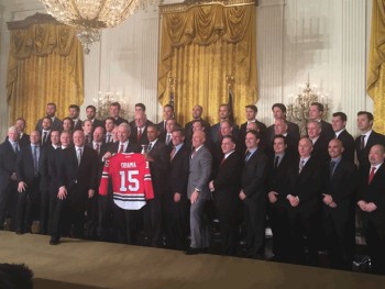 En live : les joueurs des Blackhawks reçus à la Maison Blanche
