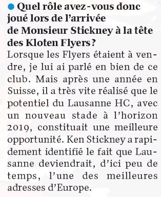 "Avec Ken Stickney, Lausanne va devenir l'une des meilleures adresses d'Europe"