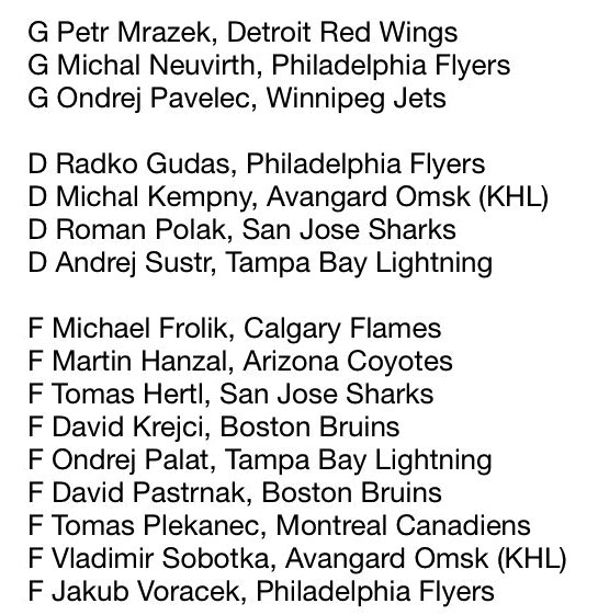 La sélection tchèque pour la Coupe du Monde