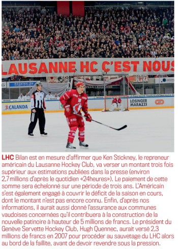 Lausanne HC : un déficit en fin de saison et un prix d'achat 3 fois plus élevé