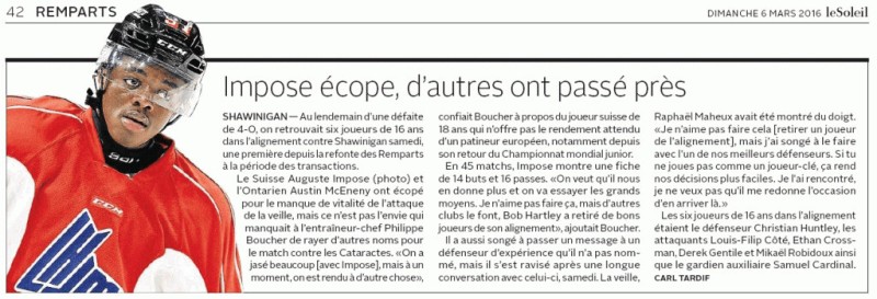 Auguste Impose rayé du match pour l'exemple