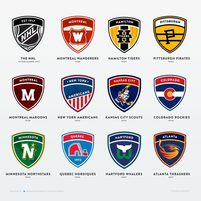 Equipes disparues de la NHL en version écusson