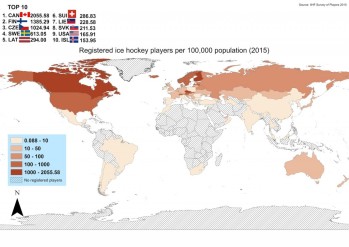 Nombre de hockeyeurs pour 100'000 habitants