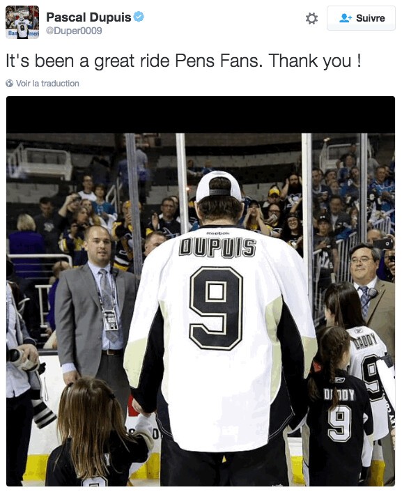 Les adieux de Pascal Dupuis