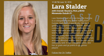 Lara Stalder repêchée en National Women's Hockey League